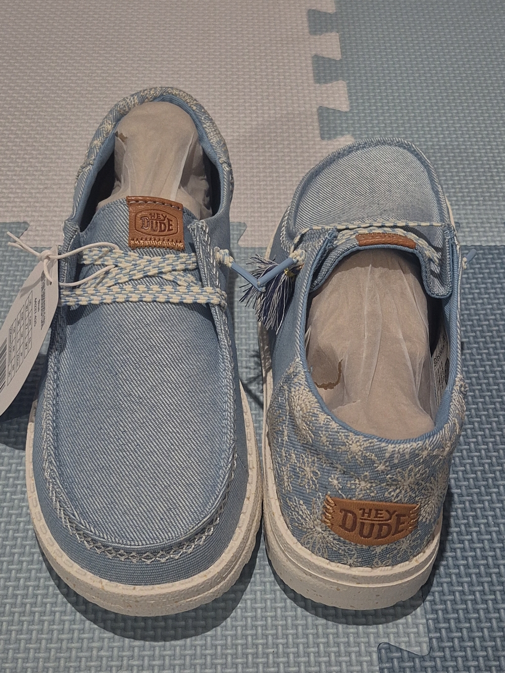 Hey Dude Wendy Funk Embroidered Floral Blue Women's Shoes